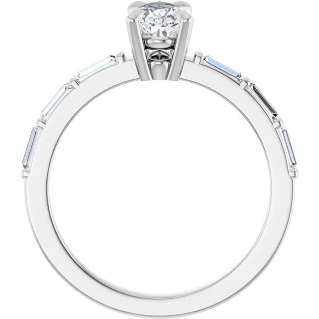 14K White Gold 1.05 CTW Pear Lab Grown Diamond Engagement Ring with Channel Set Band- Paul's Jewelers Milwaukee