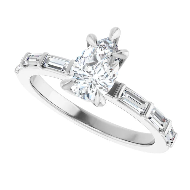 14K White Gold 1.05 CTW Pear Lab Grown Diamond Engagement Ring with Channel Set Band- Paul's Jewelers Milwaukee