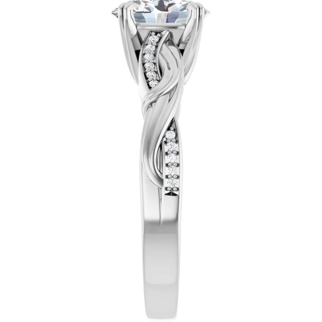 14K White Gold 1.07 CTW Oval Lab Grown Diamond Engagement Ring with Twisted Pavé Band- Paul's Jewelers Milwaukee