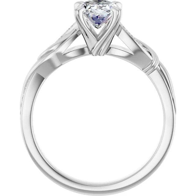 14K White Gold 1.07 CTW Oval Lab Grown Diamond Engagement Ring with Twisted Pavé Band- Paul's Jewelers Milwaukee