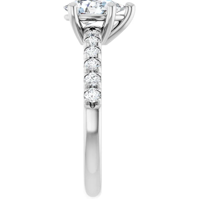 14K White Gold 1.07 CTW Pear Lab Grown Diamond Engagement Ring with Pavé Band- Paul's Jewelers Milwaukee
