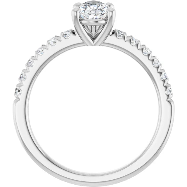 14K White Gold 1.07 CTW Pear Lab Grown Diamond Engagement Ring with Pavé Band- Paul's Jewelers Milwaukee
