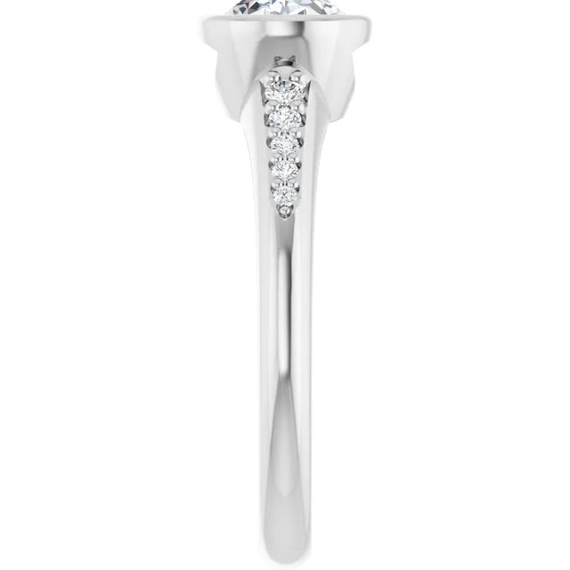 14K White Gold 1.08 CTW Oval-Cut Lab Grown Diamond Bezel Engagement Ring