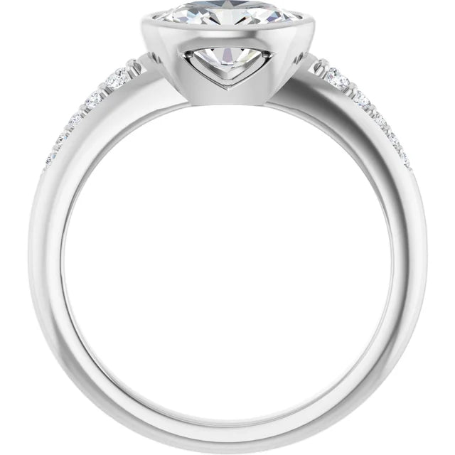 14K White Gold 1.08 CTW Oval-Cut Lab Grown Diamond Bezel Engagement Ring