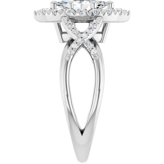 14K White Gold 1.15 CTW Marquise Halo Lab Grown Diamond Engagement Ring- Paul's Jewelers Milwaukee