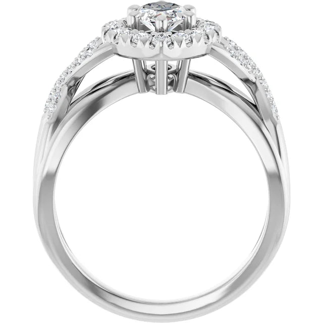 14K White Gold 1.15 CTW Marquise Halo Lab Grown Diamond Engagement Ring- Paul's Jewelers Milwaukee