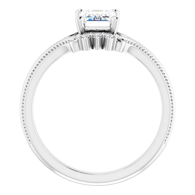 14K White Gold 1.20 CTW Emerald Solitaire Lab Grown Diamond Engagement Ring with Split Shank- Paul's Jewelers Milwaukee