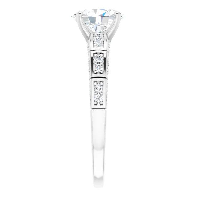 14K White Gold 1.26 CTW Oval Lab Grown Diamond Engagement Ring with Multi-Row Pavé Band- Paul's Jewelers Milwaukee