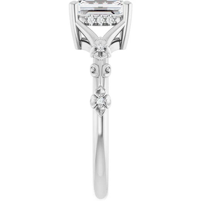14K White Gold 1.28 CTW Emerald Solitaire Lab Grown Diamond Engagement Ring with Split Shank- Paul's Jewelers Milwaukee