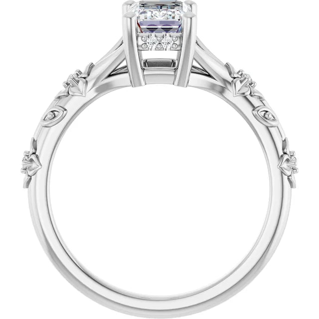 14K White Gold 1.28 CTW Emerald Solitaire Lab Grown Diamond Engagement Ring with Split Shank- Paul's Jewelers Milwaukee