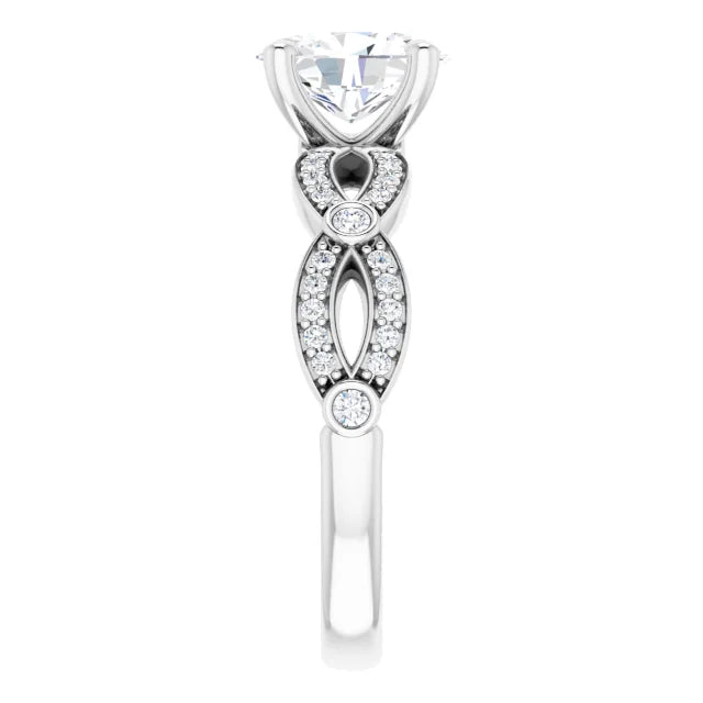 14K White Gold 1.32 CTW Oval Lab Grown Diamond Engagement Ring with Twisted Pavé Band- Paul's Jewelers Milwaukee