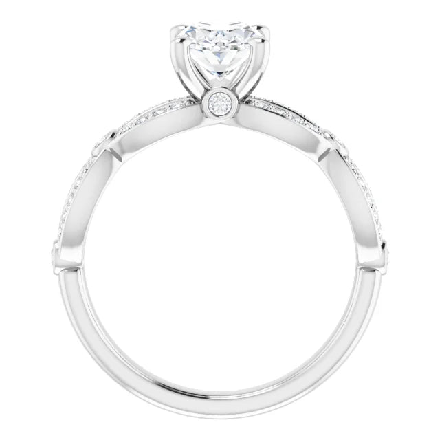 14K White Gold 1.32 CTW Oval Lab Grown Diamond Engagement Ring with Twisted Pavé Band- Paul's Jewelers Milwaukee