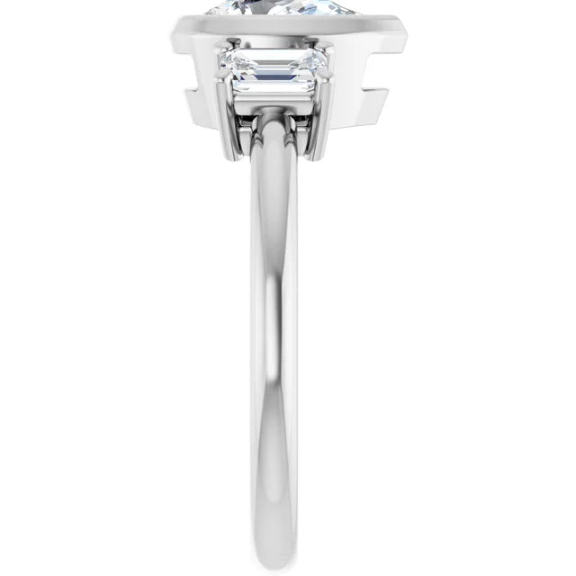 14K White Gold 1.37 CTW Pear-Cut Lab Grown Diamond Bezel Engagement Ring- Paul's Jewelers Milwaukee