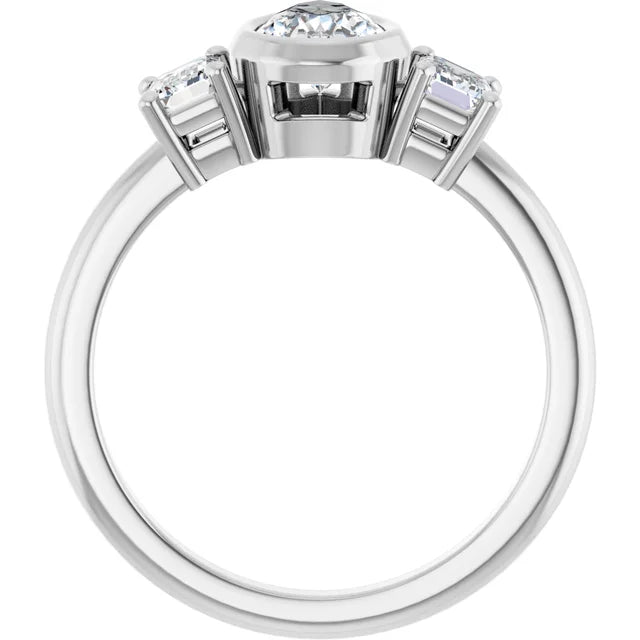 14K White Gold 1.37 CTW Pear-Cut Lab Grown Diamond Bezel Engagement Ring- Paul's Jewelers Milwaukee