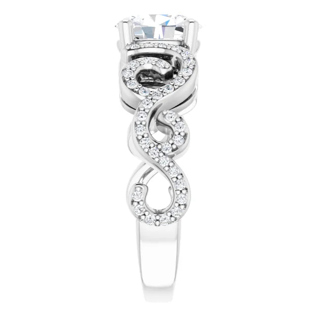 14K White Gold 1.39 CTW Oval Art Deco Lab Grown Diamond Engagement Ring with Pavé Band- Paul's Jewelers Milwaukee