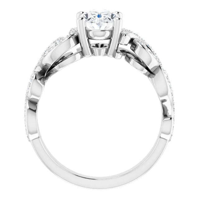 14K White Gold 1.39 CTW Oval Art Deco Lab Grown Diamond Engagement Ring with Pavé Band- Paul's Jewelers Milwaukee