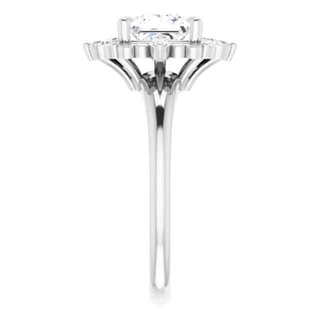 14K White Gold 1.41 CTW Princess Halo Vintage Inspired Lab Grown Diamond Engagement Ring- Paul's Jewelers Milwaukee