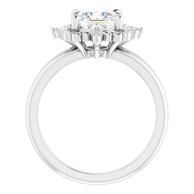 14K White Gold 1.41 CTW Princess Halo Vintage Inspired Lab Grown Diamond Engagement Ring- Paul's Jewelers Milwaukee