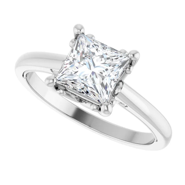 14K White Gold 1.45 CTW Princess Solitaire Lab Grown Diamond Engagement Ring- Paul's Jewelers Milwaukee