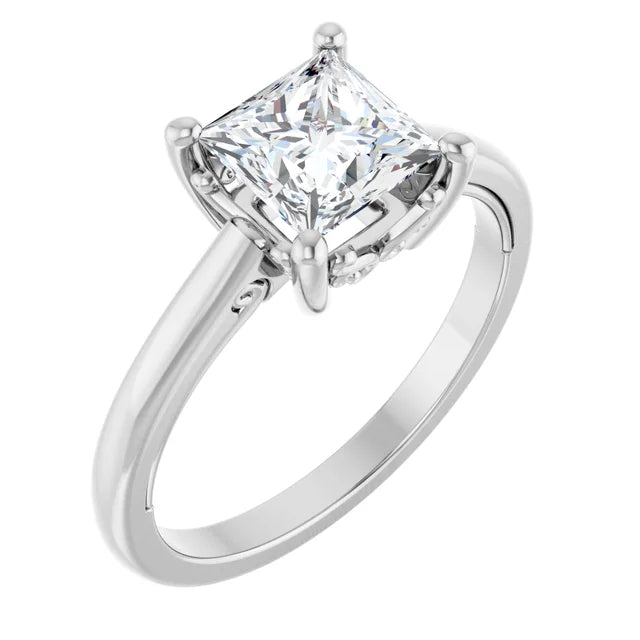 14K White Gold 1.45 CTW Princess Solitaire Lab Grown Diamond Engagement Ring- Paul's Jewelers Milwaukee