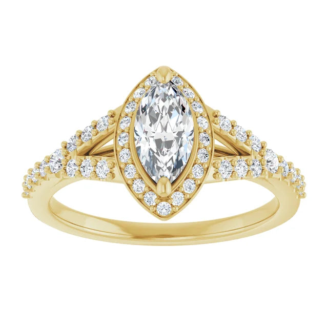 14K White Gold 1.47 CTW Marquise-Cut Lab Grown Diamond Halo Engagement Ring