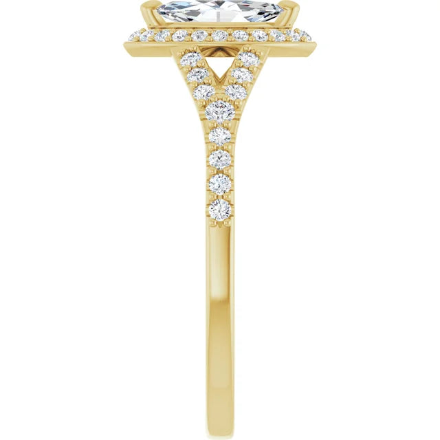 14K White Gold 1.47 CTW Marquise-Cut Lab Grown Diamond Halo Engagement Ring