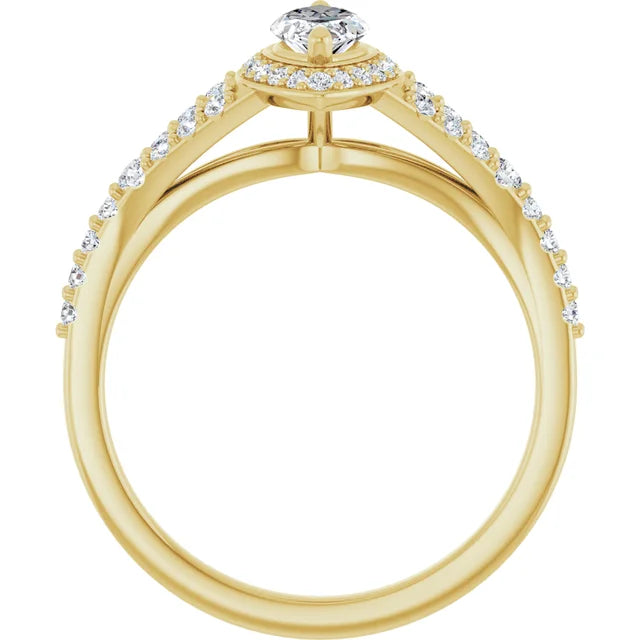14K White Gold 1.47 CTW Marquise-Cut Lab Grown Diamond Halo Engagement Ring