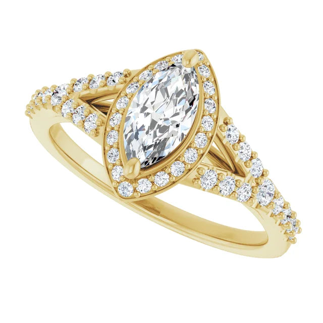 14K White Gold 1.47 CTW Marquise-Cut Lab Grown Diamond Halo Engagement Ring