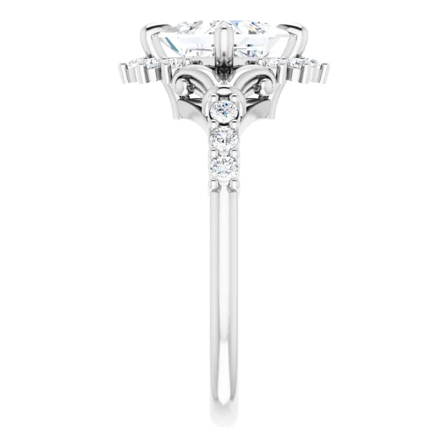 14K White Gold 1.48 CTW Princess Cluster Lab Grown Diamond Engagement Ring with Pavé Band- Paul's Jewelers Milwaukee