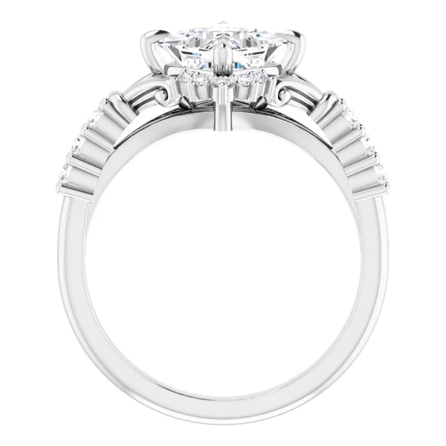 14K White Gold 1.48 CTW Princess Cluster Lab Grown Diamond Engagement Ring with Pavé Band- Paul's Jewelers Milwaukee