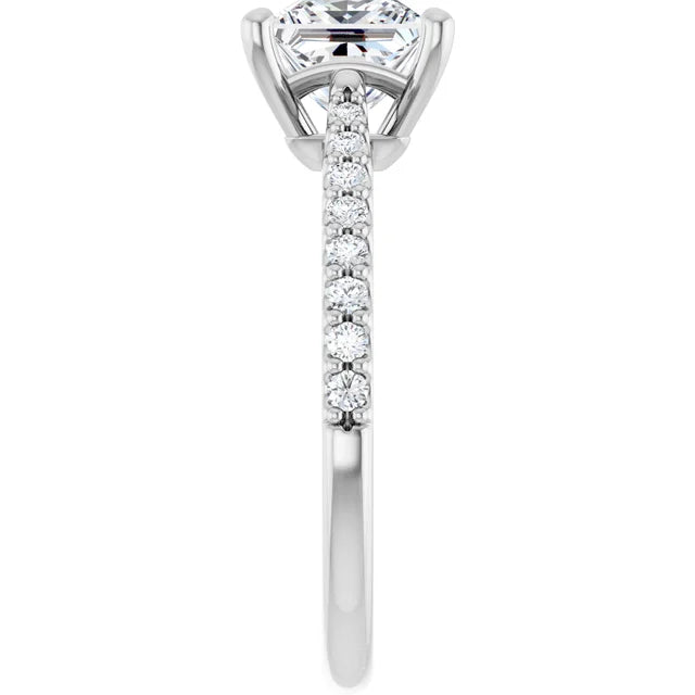 14K White Gold 1.50 CTW Princess Lab Grown Diamond Cathedral Engagement Ring with Pavé Band- Paul's Jewelers Milwaukee