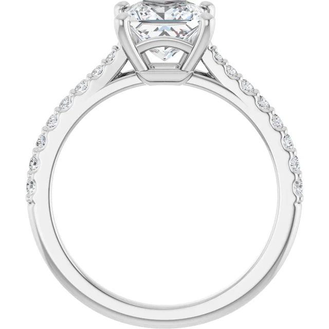 14K White Gold 1.50 CTW Princess Lab Grown Diamond Cathedral Engagement Ring with Pavé Band- Paul's Jewelers Milwaukee