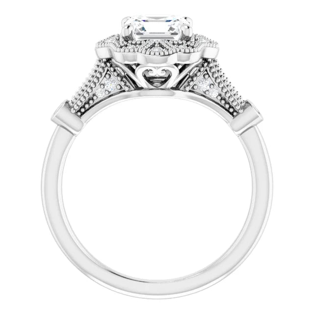 14K White Gold 1.55 CTW Asscher Halo Lab Grown Diamond Engagement Ring- Paul's Jewelers Milwaukee