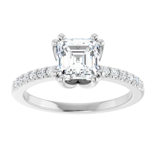 14K White Gold 1.55 CTW Asscher Halo Vintage Inspired Lab Grown Diamond Engagement Ring- Paul's Jewelers Milwaukee