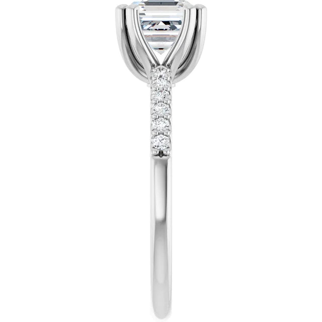 14K White Gold 1.55 CTW Asscher Halo Vintage Inspired Lab Grown Diamond Engagement Ring- Paul's Jewelers Milwaukee