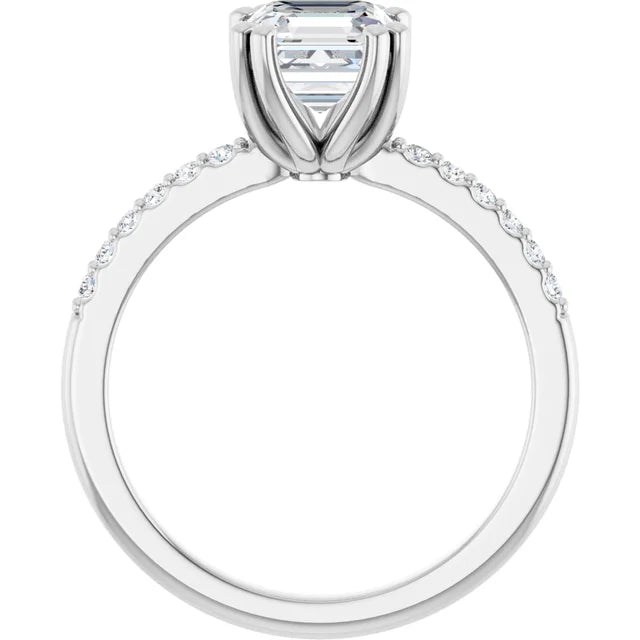 14K White Gold 1.55 CTW Asscher Halo Vintage Inspired Lab Grown Diamond Engagement Ring- Paul's Jewelers Milwaukee