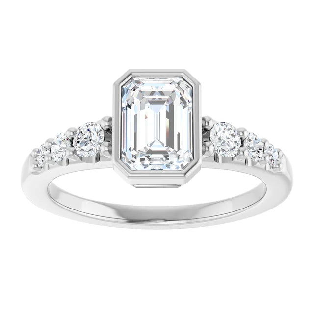 14K White Gold 1.55 CTW Emerald Solitaire Lab Grown Diamond Engagement Ring- Paul's Jewelers Milwaukee