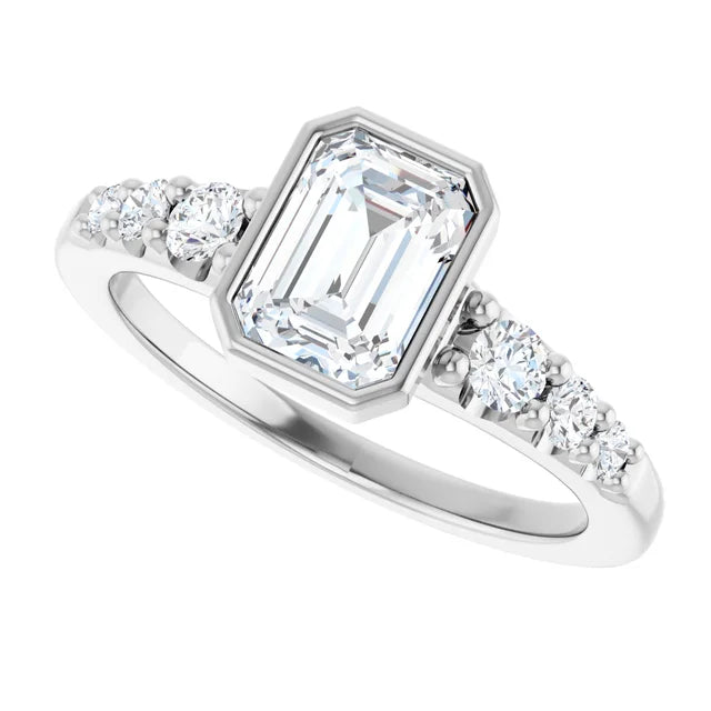 14K White Gold 1.55 CTW Emerald Solitaire Lab Grown Diamond Engagement Ring- Paul's Jewelers Milwaukee