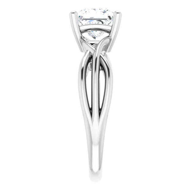 14K White Gold 1.55 CTW Princess Solitaire Lab Grown Diamond Engagement Ring with Twisted Band- Paul's Jewelers Milwaukee