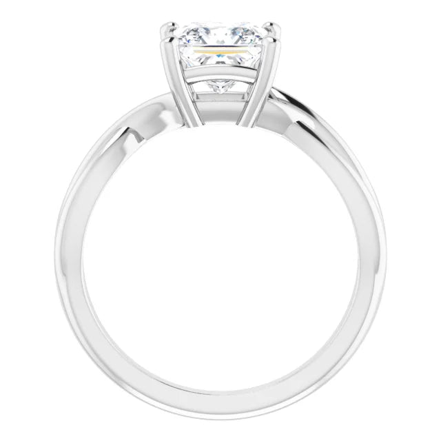 14K White Gold 1.55 CTW Princess Solitaire Lab Grown Diamond Engagement Ring with Twisted Band- Paul's Jewelers Milwaukee