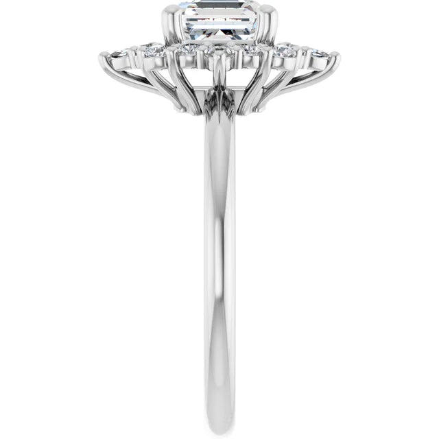 14K White Gold 1.62 CTW Asscher Halo Vintage Inspired Lab Grown Diamond Engagement Ring- Paul's Jewelers Milwaukee