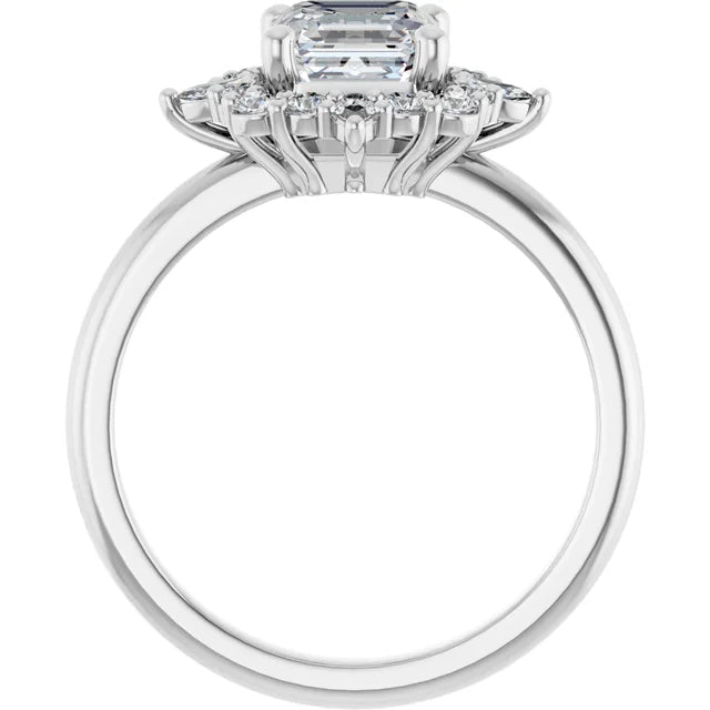 14K White Gold 1.62 CTW Asscher Halo Vintage Inspired Lab Grown Diamond Engagement Ring- Paul's Jewelers Milwaukee