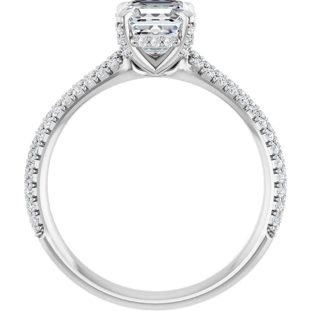 14K White Gold 1.67 CTW Asscher Lab Grown Diamond Engagement Ring with Pavé Band- Paul's Jewelers Milwaukee