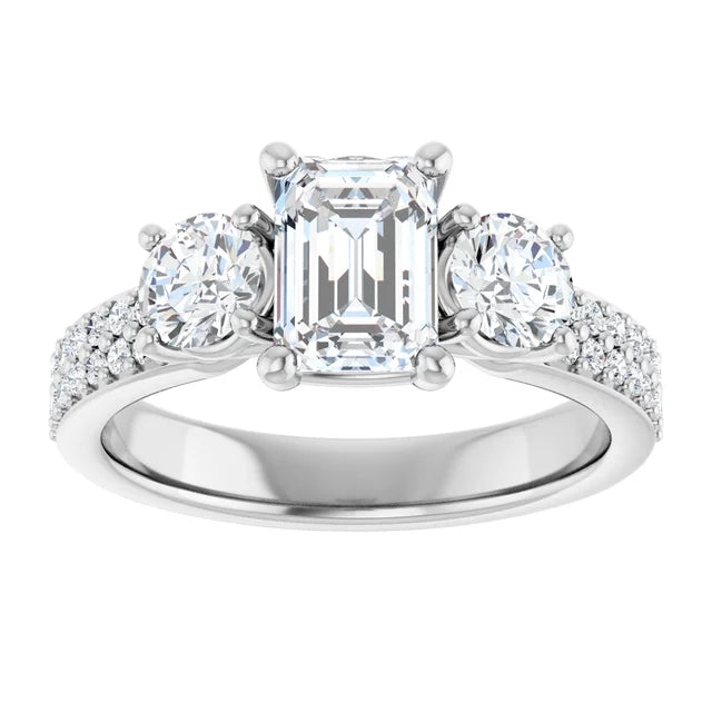 14K White Gold 1.71 CTW Emerald Halo Lab Grown Diamond Engagement Ring- Paul's Jewelers Milwaukee