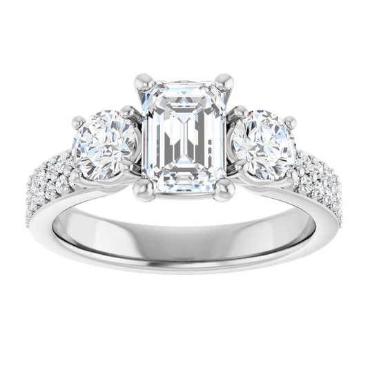 14K White Gold 1.71 CTW Emerald Halo Lab Grown Diamond Engagement Ring- Paul's Jewelers Milwaukee