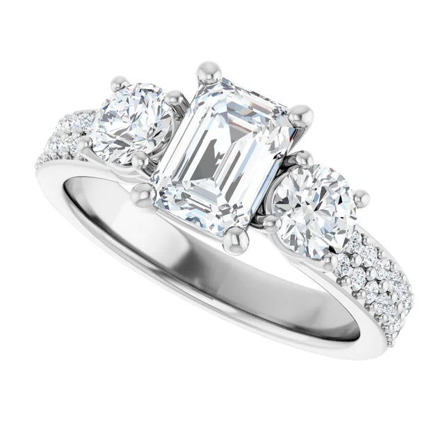 14K White Gold 1.71 CTW Emerald Halo Lab Grown Diamond Engagement Ring- Paul's Jewelers Milwaukee
