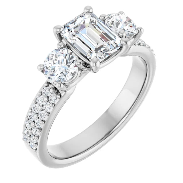 14K White Gold 1.71 CTW Emerald Halo Lab Grown Diamond Engagement Ring- Paul's Jewelers Milwaukee