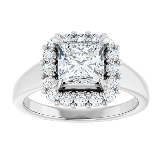 14K White Gold 1.74 CTW Princess Halo Lab Grown Diamond Engagement Ring- Paul's Jewelers Milwaukee