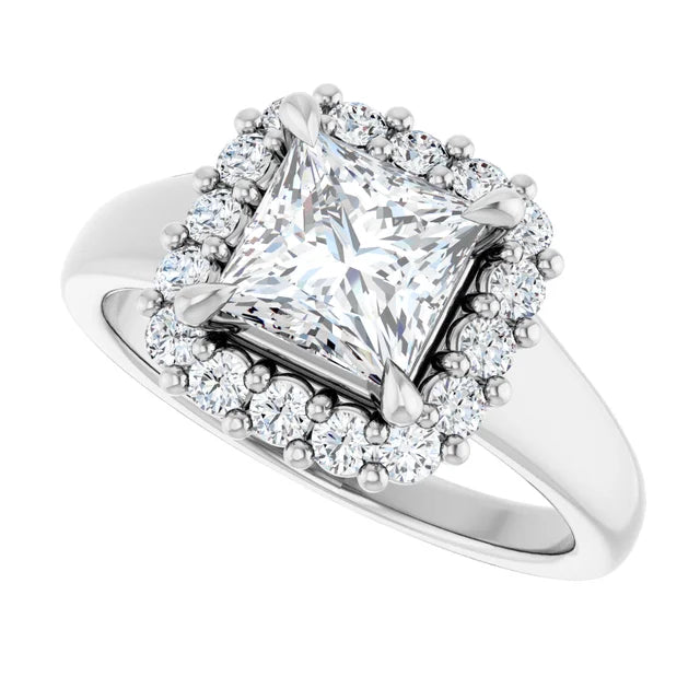 14K White Gold 1.74 CTW Princess Halo Lab Grown Diamond Engagement Ring- Paul's Jewelers Milwaukee