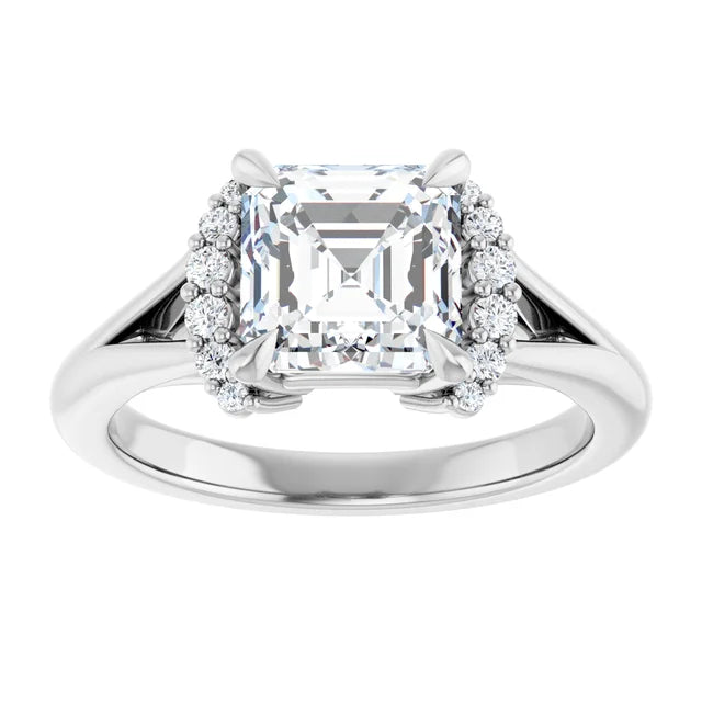 14K White Gold 1.75 CTW Asscher Lab Grown Diamond Engagement Ring with Split Shank- Paul's Jewelers Milwaukee